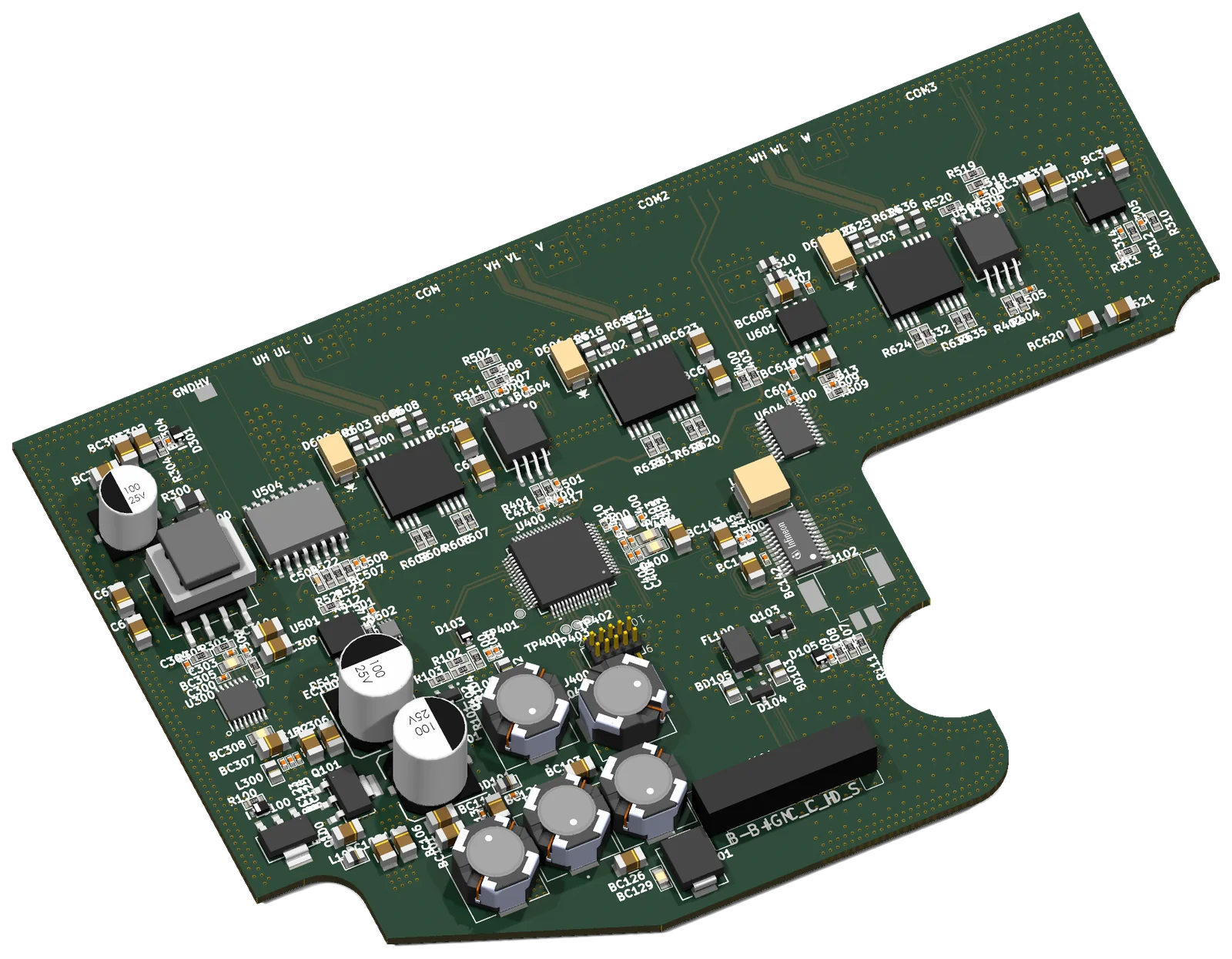 Isolated gate driver and power control board. Optocoupler and power inductor mounted together.